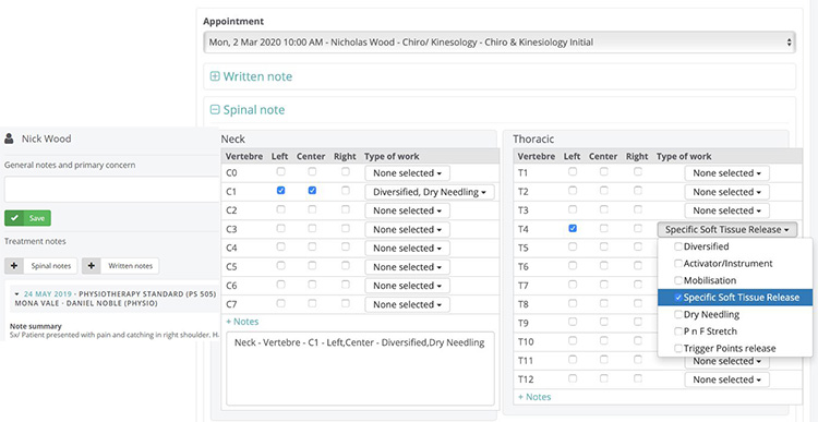 Fully customisable and securely stored treatment notes